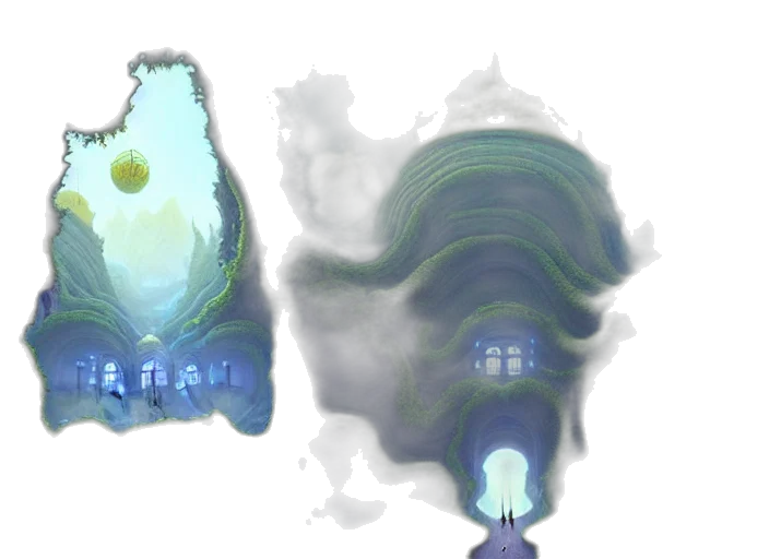 mask, crown, creature, concept art, fantasy art, 3d render, vaporwave, fog transparent PNG cut-out