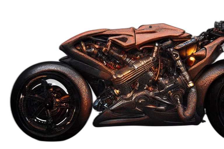 car, 3d render, photorealistic, concept art, blade, runner, ducati, motorcycle transparent PNG cut-out