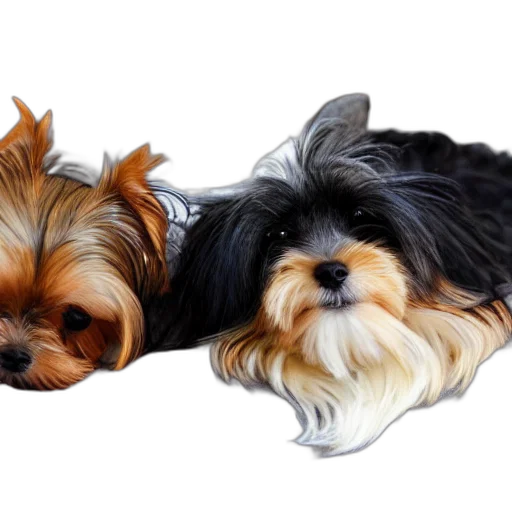 animal, photorealistic, 3d render, oil painting, yorkshire, terrier, maltese, dogs transparent PNG cut-out