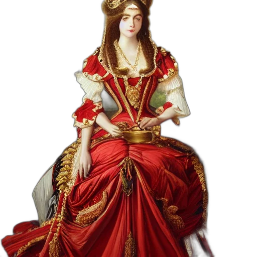 dress, crown, jewelry, staff transparent PNG cut-out