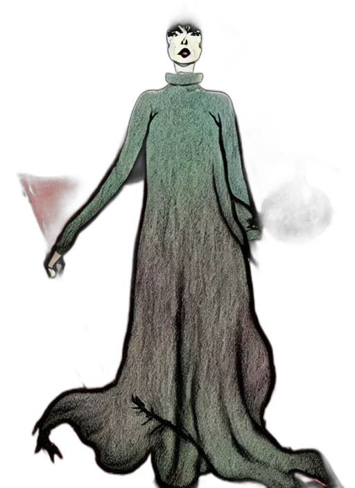 dress, creature, staff, mask transparent PNG cut-out