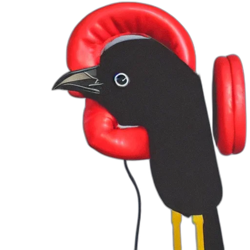 staff, hat, animal, concept art, cartoon, photorealistic, crow, red transparent PNG cut-out