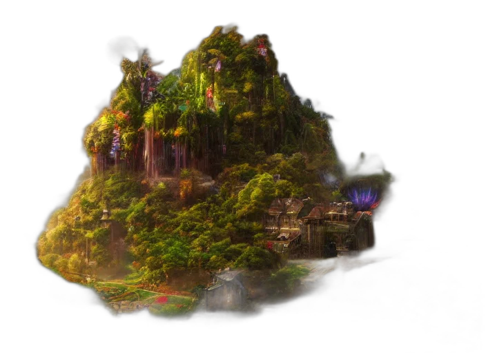 crown, dragon, tree, concept art, fantasy art, 3d render, pixel art, forest transparent PNG cut-out