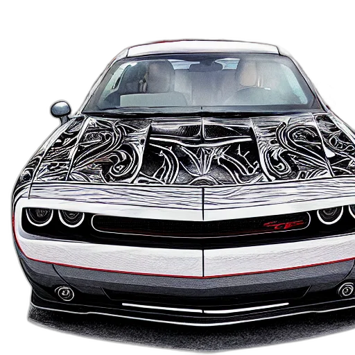 car, photorealistic, 3d render, dodge transparent PNG cut-out