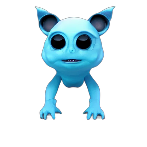 creature, animal, mask, face, 3d render, concept art, cartoon, blue transparent PNG cut-out