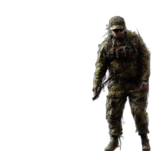 jacket, weapon, face, creature transparent PNG cut-out