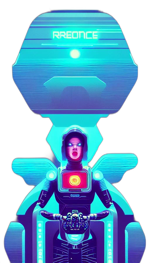 robot, face, creature, jacket transparent PNG cut-out
