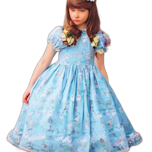 dress, photorealistic, 3d render, blue, anna, flower, princess, wearing transparent PNG cut-out