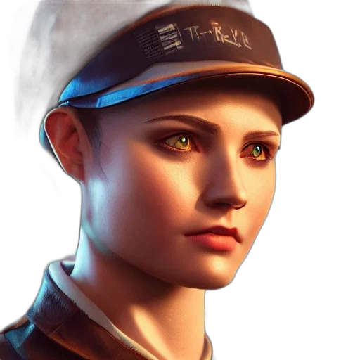 hat, face, robot, staff, photorealistic, 3d render, concept art, fantasy art transparent PNG cut-out