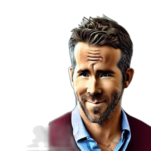 face, photorealistic, cartoon, watercolor, comic book art, ryan, reynolds, photoshoot transparent PNG cut-out