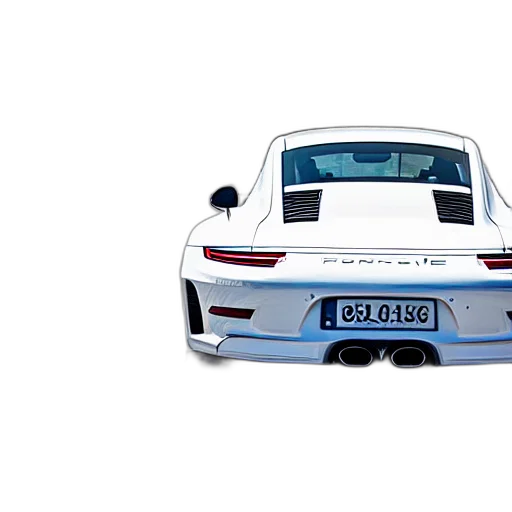 car, 3d render, photorealistic, white, porsche, racing, highway, golden transparent PNG cut-out