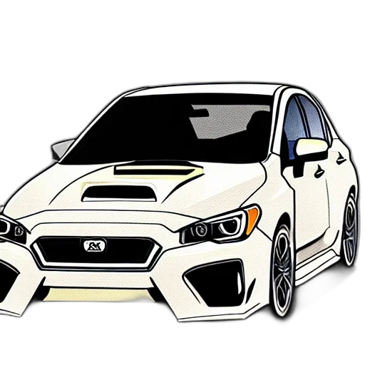 car, cartoon, 3d render, concept art, anime, cell, shaded, wrx transparent PNG cut-out