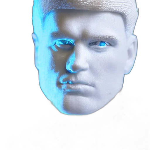 face, mask, robot, hat, 3d render, vaporwave, concept art, cyberpunk transparent PNG cut-out