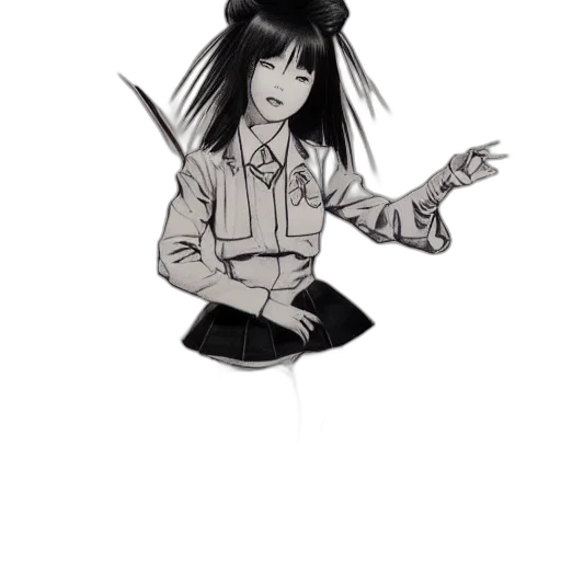 staff, creature, jacket, hair, anime, cartoon, concept art, pixel art transparent PNG cut-out
