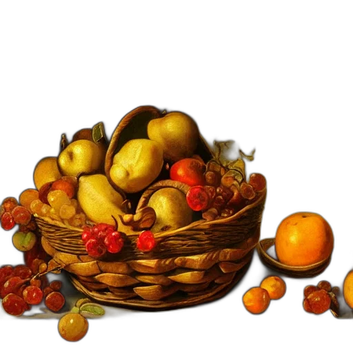 food, crown, photorealistic, oil painting transparent PNG cut-out