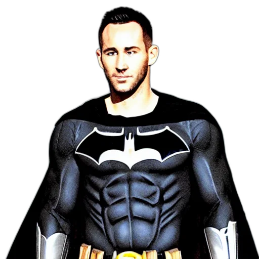 comic book art, cartoon, concept art, photorealistic, ryan, renolds, batman transparent PNG cut-out