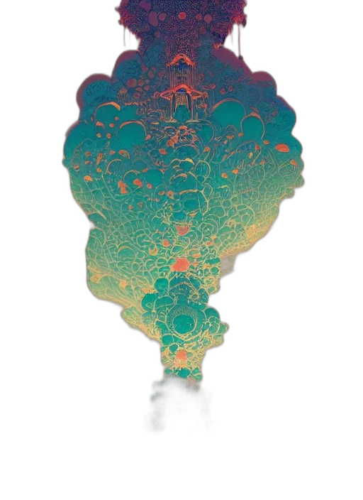 umbrella, crown, jacket, jewelry, concept art, neon, colorful, pastel transparent PNG cut-out