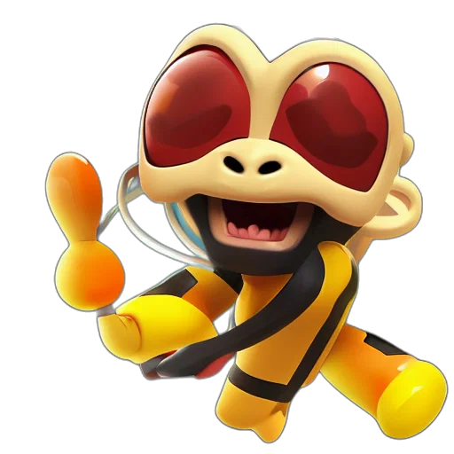 animal, mask, staff, creature, concept art, 3d render, golden, bloons transparent PNG cut-out