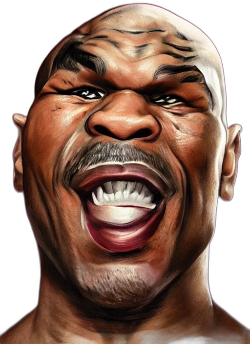 face, photorealistic, cartoon, comic book art, concept art, portrait, mike, tyson transparent PNG cut-out