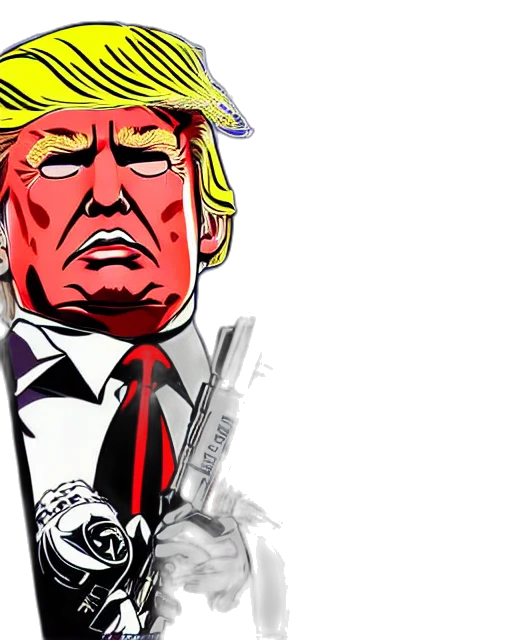 comic book art, cartoon, concept art, donald, trump, sunglasses, supergero, maga transparent PNG cut-out