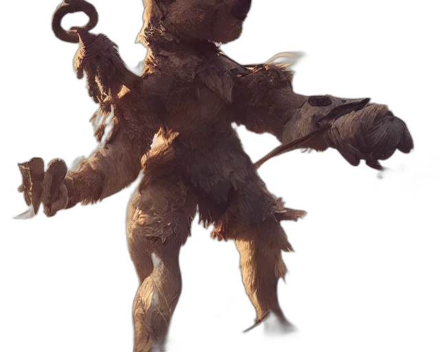 creature, staff, dragon, weapon, concept art, 3d render, fantasy art, earth tones transparent PNG cut-out