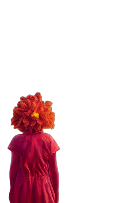 flower, dress, crown, hair, 3d render, concept art, photorealistic, vaporwave transparent PNG cut-out