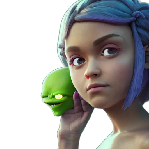 face, creature, concept art, 3d render transparent PNG cut-out