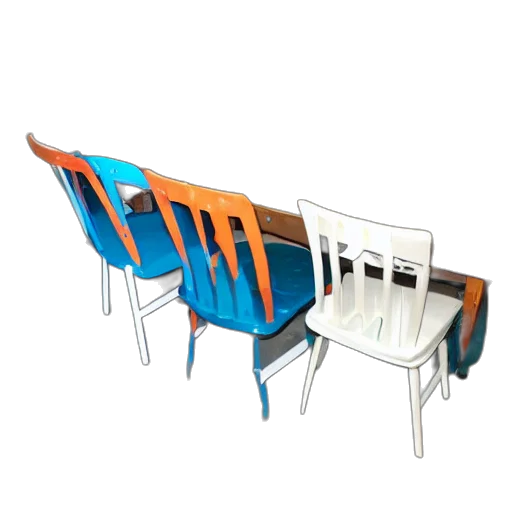 furniture, 3d render, concept art, photorealistic, blue, three, chairs, five transparent PNG cut-out