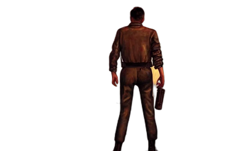 jacket, staff, weapon, robot transparent PNG cut-out