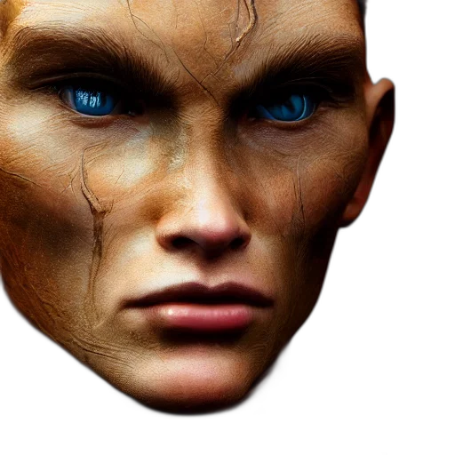 face, mask, photorealistic, 3d render, concept art, fantasy art, blue, photography transparent PNG cut-out