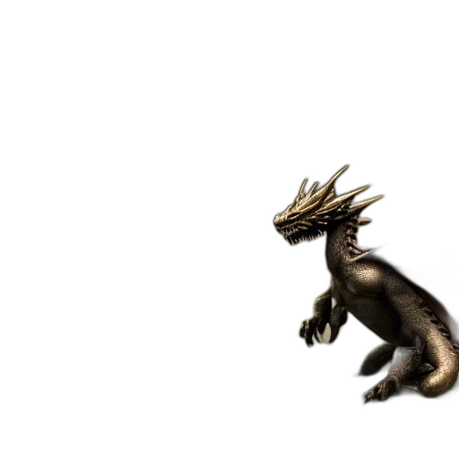 dragon, creature, animal, hair, concept art, 3d render, fantasy art, pixel art transparent PNG cut-out