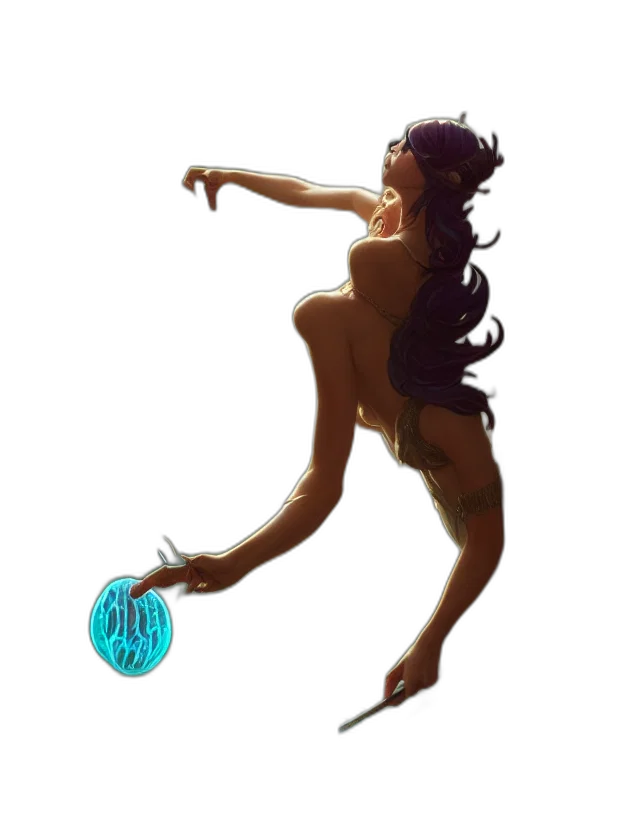 staff, concept art, fantasy art, comic book art, pixel art, underwater, blue, highly transparent PNG cut-out