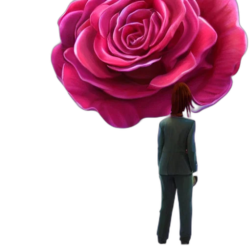 flower, staff, umbrella, jacket, 3d render, concept art, photorealistic, closeup transparent PNG cut-out