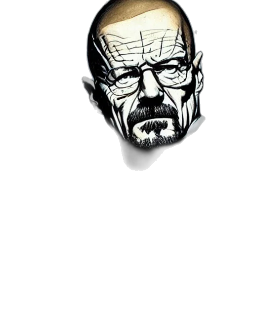 face, mask, comic book art, cartoon, pencil sketch, photorealistic, portrait, walter transparent PNG cut-out