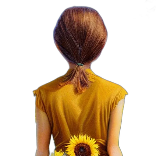 dress, flower, hair, jacket, photorealistic, oil painting, concept art, fantasy art transparent PNG cut-out