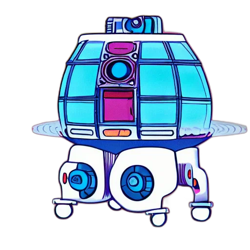 robot, staff, hat, dress, concept art, pixel art, vaporwave, cartoon transparent PNG cut-out
