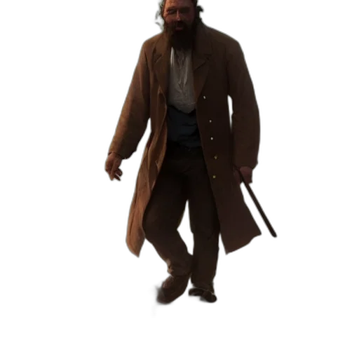 jacket, staff, weapon, creature, concept art, 3d render, pixel art, photorealistic transparent PNG cut-out