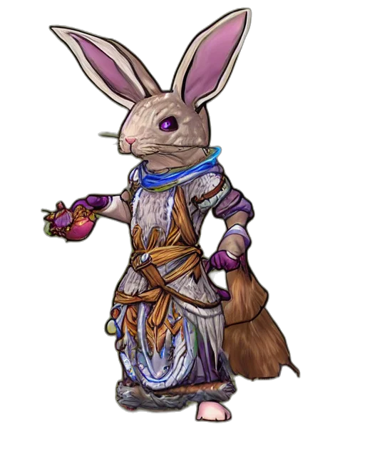 staff, concept art, fantasy art, pixel art, watercolor, mystic, rabbit, druid transparent PNG cut-out