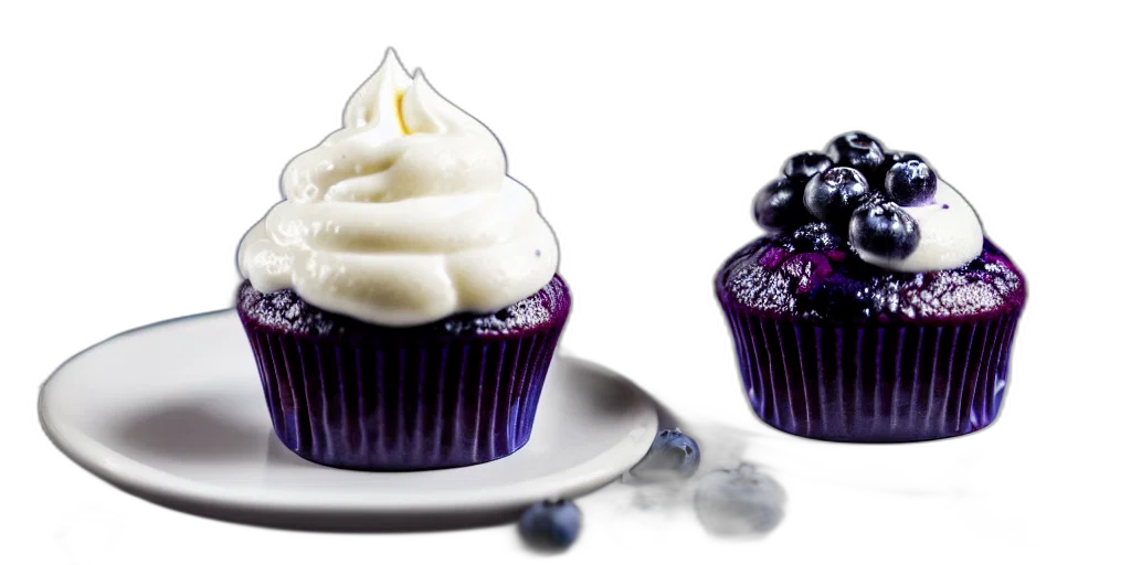 food, photorealistic, 3d render, dslr, photograp, blueberry, cupcake, white transparent PNG cut-out
