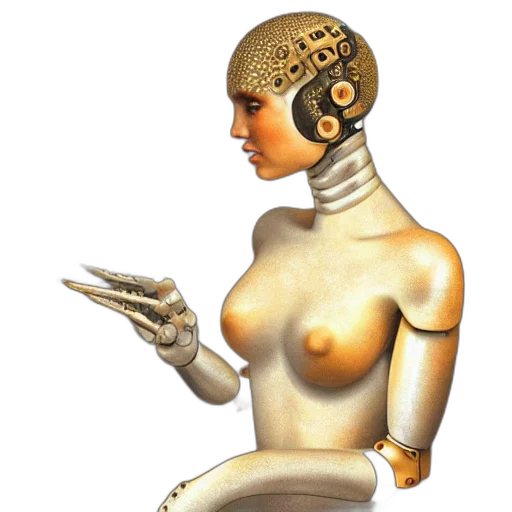 robot, jewelry, dress, mask, concept art, 3d render, cyberpunk, pixel art transparent PNG cut-out