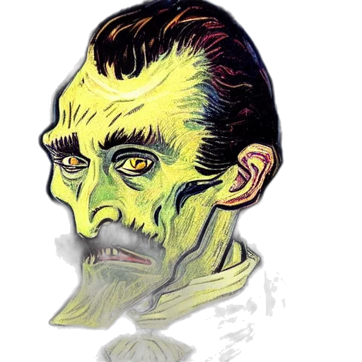 face, mask, comic book art, concept art, watercolor, fantasy art, green, dracula transparent PNG cut-out