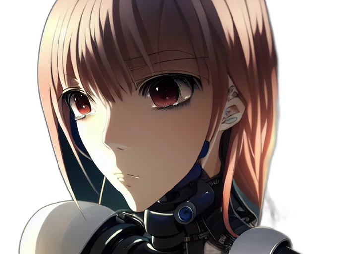 robot, face, jewelry, staff, anime, cyberpunk, photorealistic, concept art transparent PNG cut-out