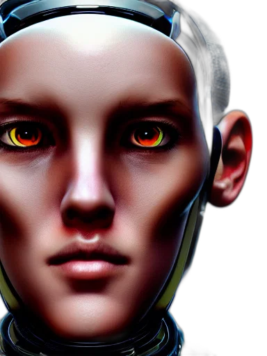 robot, face, cyberpunk, 3d render transparent PNG cut-out