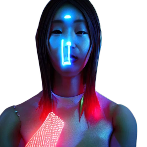robot, mask, face, jewelry, cyberpunk, vaporwave, 3d render, concept art transparent PNG cut-out