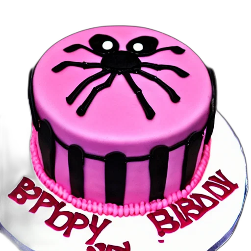 3d render, spider, birthday, cake, girls transparent PNG cut-out