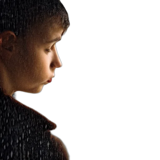 face, jacket, hair, umbrella, photorealistic, rain, outer space, young transparent PNG cut-out