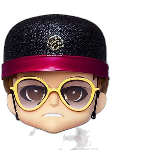 3d render, cartoon, photorealistic, elton, john, nendoroid, figurine, detailed transparent PNG cut-out