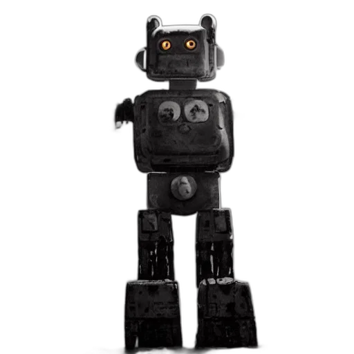 robot, 3d render, concept art, giant, night, eyes, smiling, grainy transparent PNG cut-out