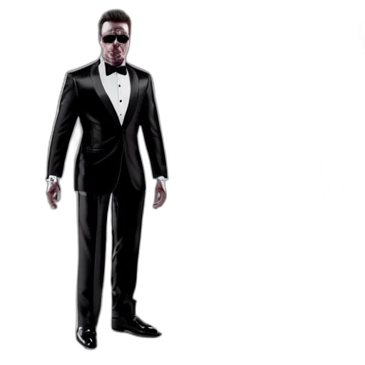 3d render, concept art, terminator, wearing, tuxedo, unreal, engine, concept transparent PNG cut-out