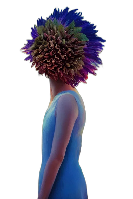 flower, crown, dress, hair, 3d render, photorealistic, concept art, fantasy art transparent PNG cut-out